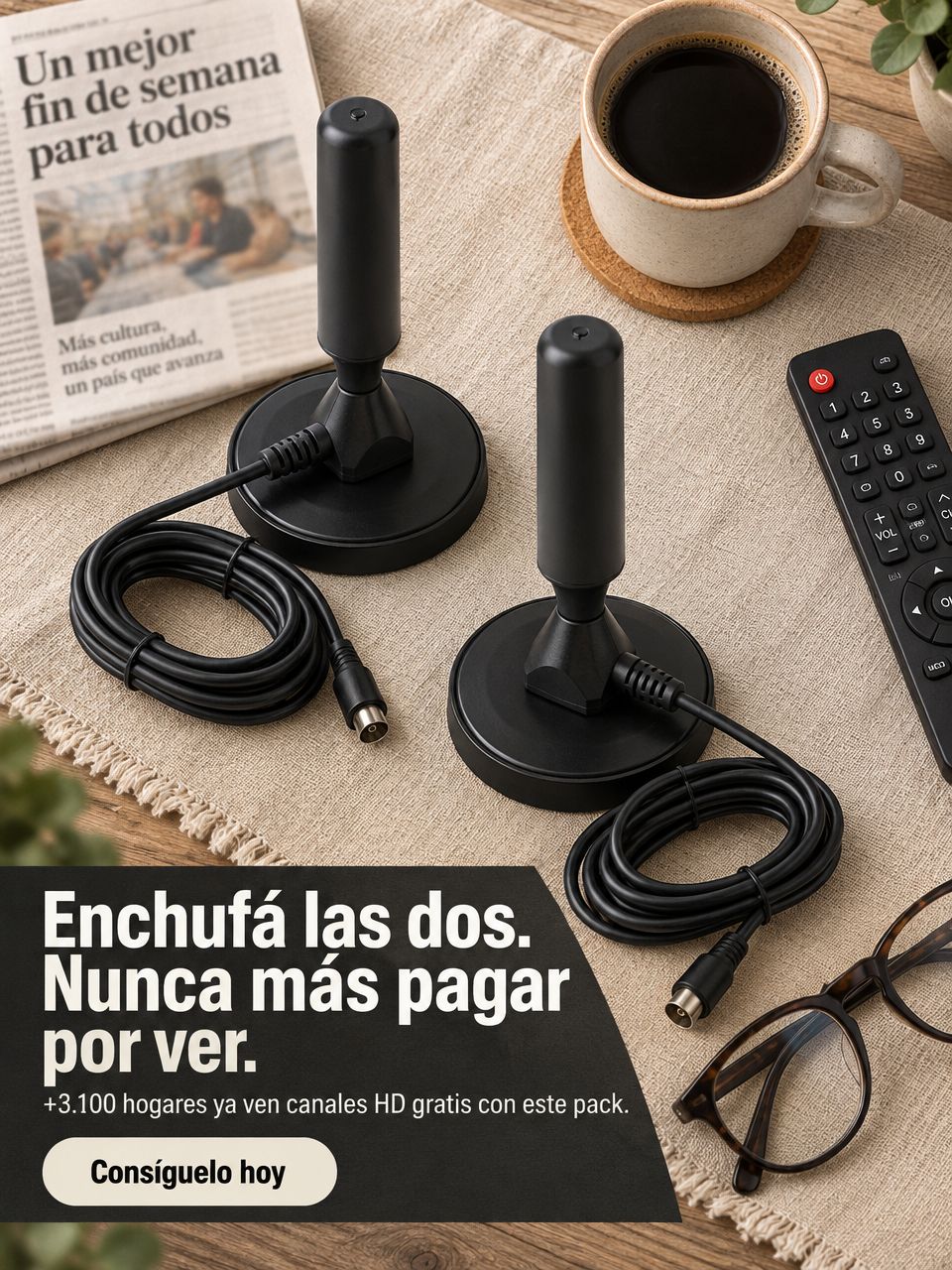 Pack de 2 antenas de TV digital HD